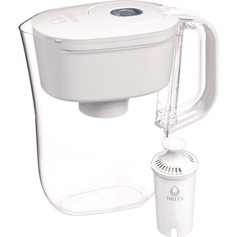 Small 6-cup Water Filter Pitcher With 1 Standard Filter, Bright White/clear, 2/carton