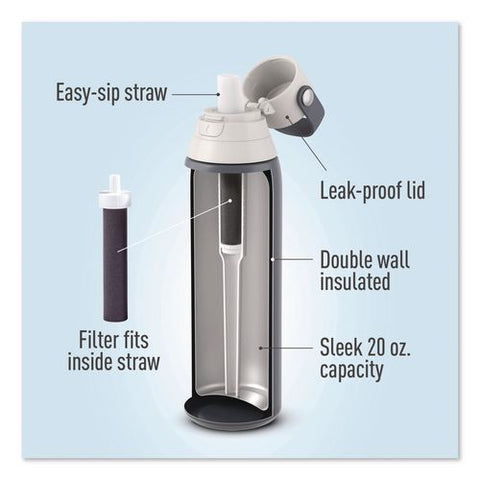 Stainless Steel Filtered Water Bottle. 20 Oz, Carbon