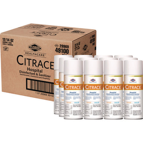 Citrace Hospital Disinfectant And Sanitizer, Citrus, 14 Oz Aerosol Spray, 12/carton