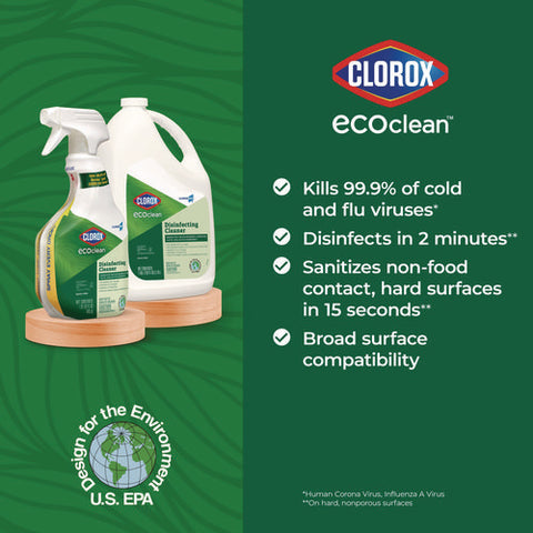 Clorox Pro Ecoclean Disinfecting Cleaner, Unscented, 128 Oz Refill Bottle, 4/carton