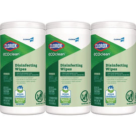 Cloroxpro Ecoclean Disinfecting Wipes, 1-ply, 7 X 8, Unscented, White, 3/carton