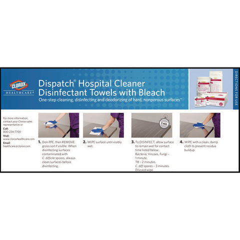 Dispatch Hospital Cleaner Disinfectant Towels W/bleach, 1-ply, 6.75 X 8, Unscented, White, 150/canister, 8 Canisters/carton