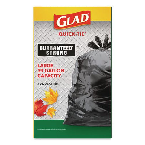 Large Quick-tie Trash Bags, Lawn And Leaf, 39 Gal, 0.95 Mil, 32.5 X 41, Black, 12 Bags/box, 12 Boxes/carton
