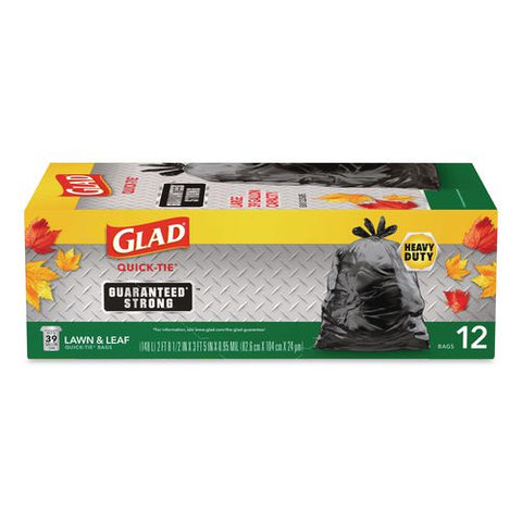Large Quick-tie Trash Bags, Lawn And Leaf, 39 Gal, 0.95 Mil, 32.5 X 41, Black, 12 Bags/box, 12 Boxes/carton