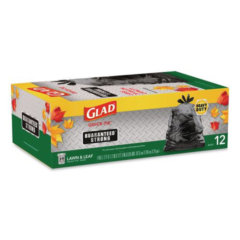 Large Quick-tie Trash Bags, Lawn And Leaf, 39 Gal, 0.95 Mil, 32.5 X 41, Black, 12 Bags/box, 12 Boxes/carton