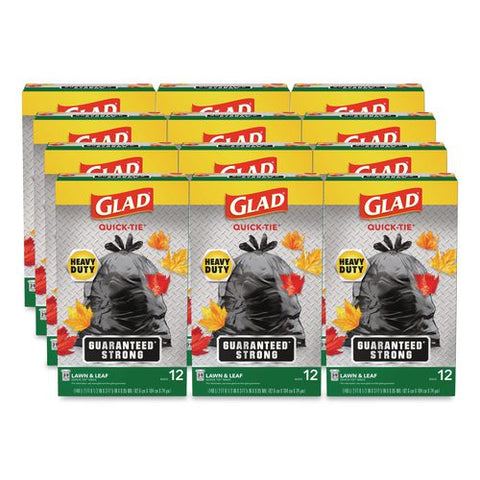 Large Quick-tie Trash Bags, Lawn And Leaf, 39 Gal, 0.95 Mil, 32.5 X 41, Black, 12 Bags/box, 12 Boxes/carton