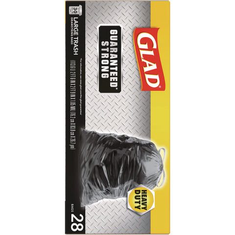 Guaranteed Strong Large Drawstring Trash Bags, Three-ply, 30 Gal, 1.05 Mil, 30 X 33, Black, 28/box