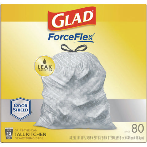 Forceflex Kitchen Drawstring Trash Bags, 13 Gal, 23.75 X 24.88, White, 240/carton