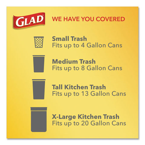 Forceflex Kitchen Drawstring Trash Bags, 13 Gal, 23.75" X 25.4", White, 120/box