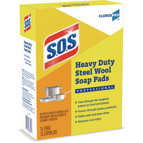 Steel Wool Soap Pads, 2.4 X 3, Steel, 15 Pads/box, 12 Boxes/carton