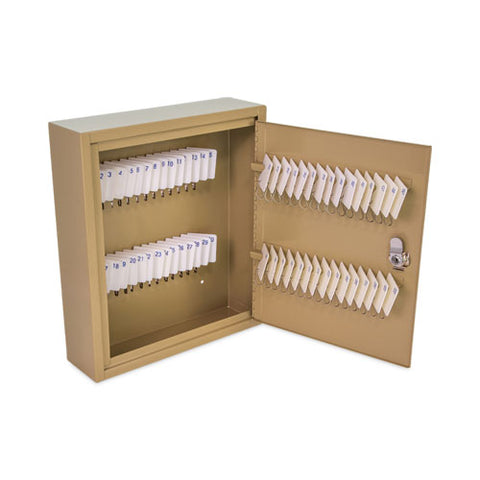 Key Lockable Key Cabinet, 60-key, Metal, Sand, 10.63 X 3 X 12.13