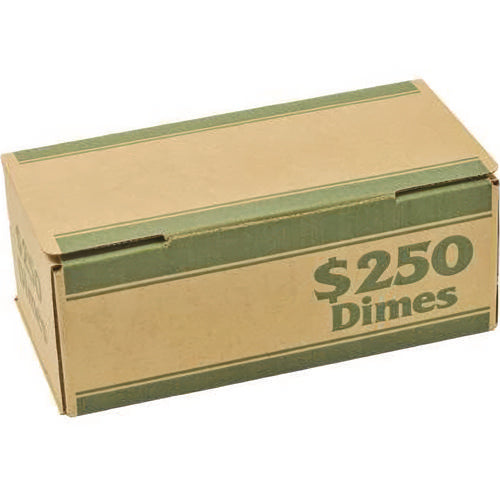 Dimes Coin Box, 1 Compartment, 15.5 X 19.25 X 4.5, Kraft/green, 50/pack