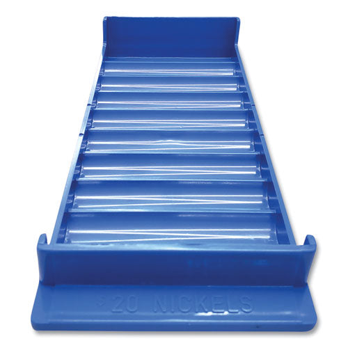 Stackable Plastic Coin Tray, 10 Compartments, Stackable, 3.75 X 10.5 X 1.5, Blue, 2/pack