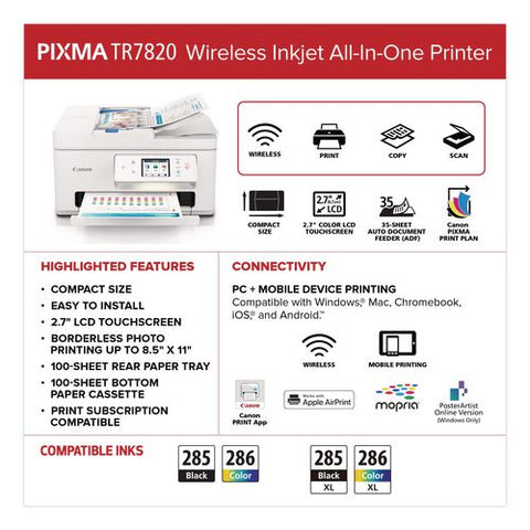 Pixma Tr7820 Inkjet Printer, Copy/print/scan
