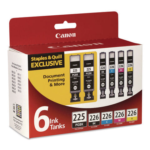 956114 (pgi-225, Pgi-226) Ink, Black/cyan/magenta/(2) Photo Black/yellow, 6/pack