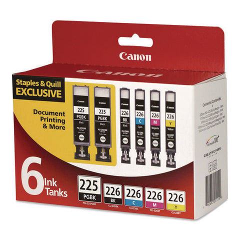 956114 (pgi-225, Pgi-226) Ink, Black/cyan/magenta/(2) Photo Black/yellow, 6/pack