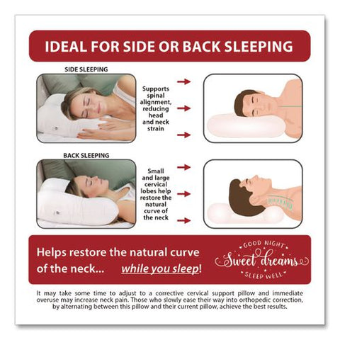 Petite Core Cervical Pillow, 12 X 4 X 19, White