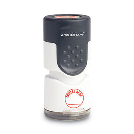 Pre-inked Round Stamp, Initial Here, 0.63" Dia, Red