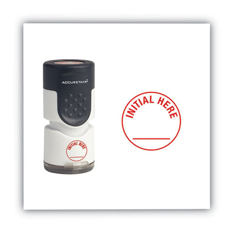Pre-inked Round Stamp, Initial Here, 0.63" Dia, Red