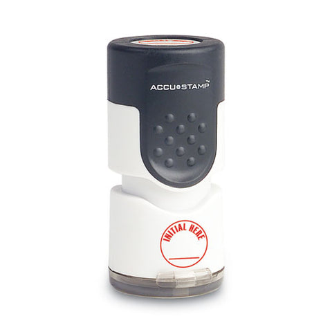 Pre-inked Round Stamp, Initial Here, 0.63" Dia, Red