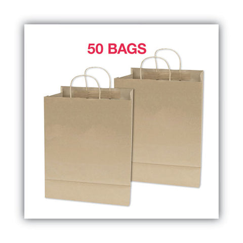 Premium Shopping Bag, Natural Twisted-paper Handles, 10" X 4.5" X 13", Brown, 50/box