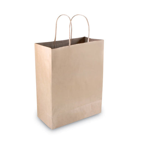 Premium Shopping Bag, Natural Twisted-paper Handles, 10" X 4.5" X 13", Brown, 50/box