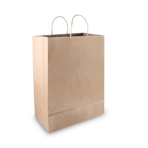 Premium Shopping Bag, Natural Twisted-paper Handles, 12" X 6.5" X 17", Brown, 50/box