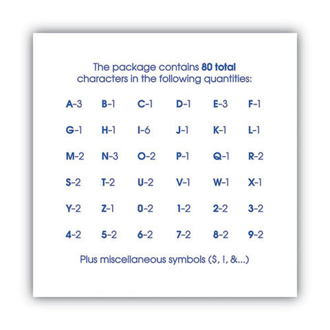 Letters, Numbers And Symbols, Self Adhesive, Black, 3"h, 64 Characters