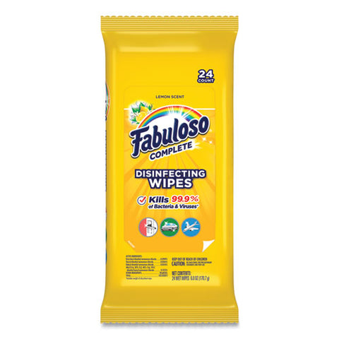 Multi Purpose Wipes, 1-ply, 7 X 7, Lemon, White, 24/pack, 12 Packs/carton