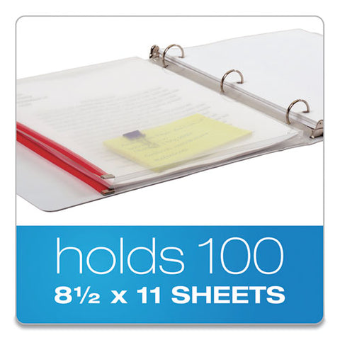 Expanding Zipper Binder Pocket, 8.5 X 11, Assorted Colors, 5/pack