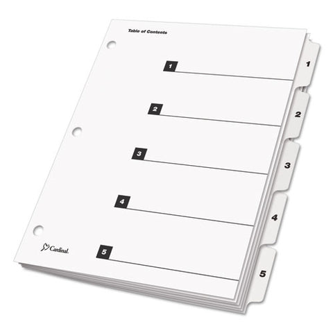 Onestep Printable Table Of Contents And Dividers, 5-tab, 1 To 5, 11 X 8.5, White, White Tabs, 1 Set