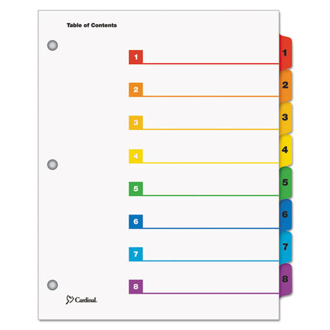 Onestep Printable Table Of Contents And Dividers, 8-tab, 1 To 8, 11 X 8.5, White, Assorted Tabs, 1 Set