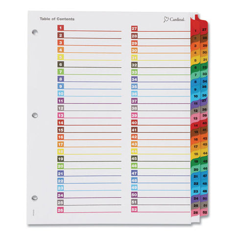 Onestep Printable Table Of Contents And Dividers - Double Column, 52-tab, 1 To 52, 11 X 8.5, White, 1 Set