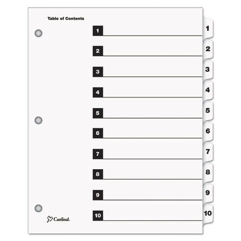 Onestep Printable Table Of Contents And Dividers, 10-tab, 1 To 10, 11 X 8.5, White, White Tabs, 1 Set