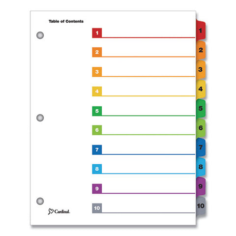 Onestep Printable Table Of Contents And Dividers, 10-tab, 1 To 10, 11 X 8.5, White, Assorted Tabs, 1 Set