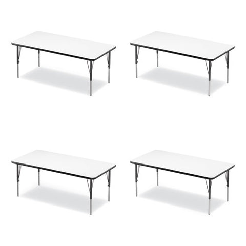 Markerboard Activity Tables, Rectangular, 60" X 30" X 19" To 29", White Top, Black Legs, 4/pallet