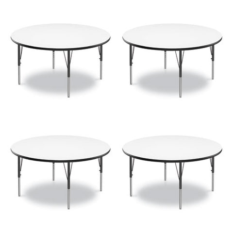 Dry Erase Markerboard Activity Tables, Round, 42" X 19" To 29", White Top, Black Legs, 4/pallet