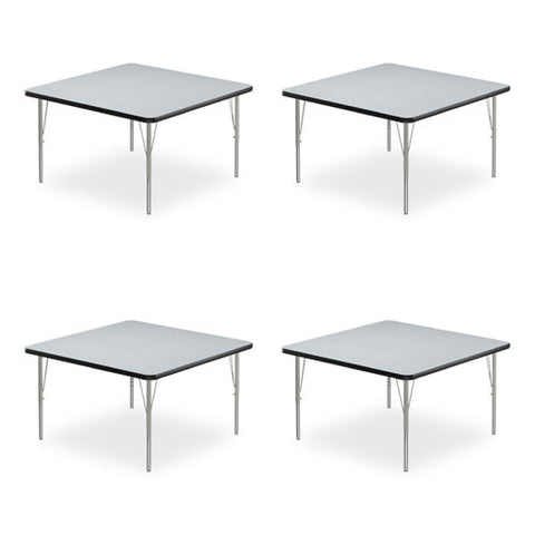 Adjustable Activity Tables, Square, 48" X 48" X 19" To 29", Gray Top, Silver Legs, 4/pallet