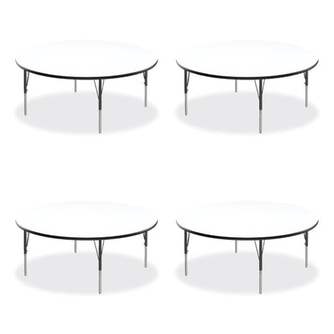 Markerboard Activity Tables, Round, 60" X 19" To 29", White Top, Black/silver Legs, 4/pallet