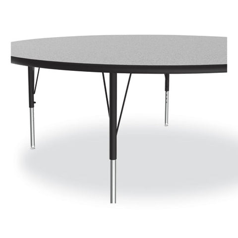 Height Adjustable Activity Table, Round, 60" X 19" To 29", Gray Granite Top, Black Legs, 4/pallet