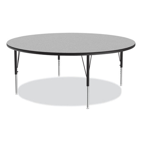 Height Adjustable Activity Table, Round, 60" X 19" To 29", Gray Granite Top, Black Legs, 4/pallet