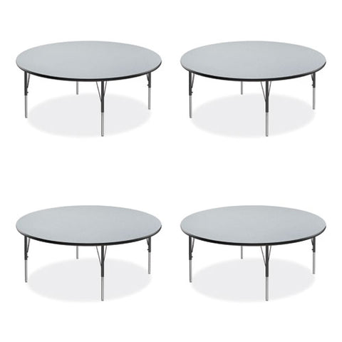 Height Adjustable Activity Table, Round, 60" X 19" To 29", Gray Granite Top, Black Legs, 4/pallet