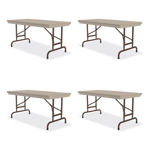 Adjustable Folding Table, Rectangular, 48" X 24" X 22" To 32", Mocha Granite Top, Brown Legs, /pallet