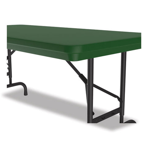 Adjustable Folding Table, Rectangular, 48" X 24" X 22" To 32", Green Top, Black Legs, 4/pallet