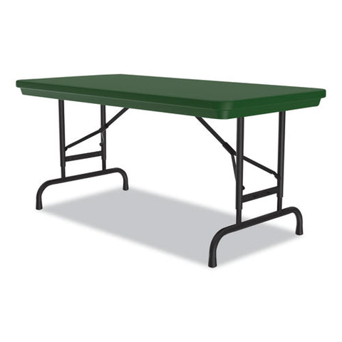 Adjustable Folding Table, Rectangular, 48" X 24" X 22" To 32", Green Top, Black Legs, 4/pallet