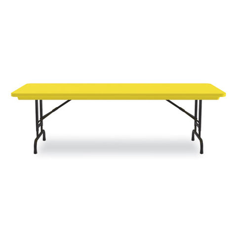 Adjustable Folding Tables, Rectangular, 60" X 30" X 22" To 32", Yellow Top, Black Legs, 4/pallet