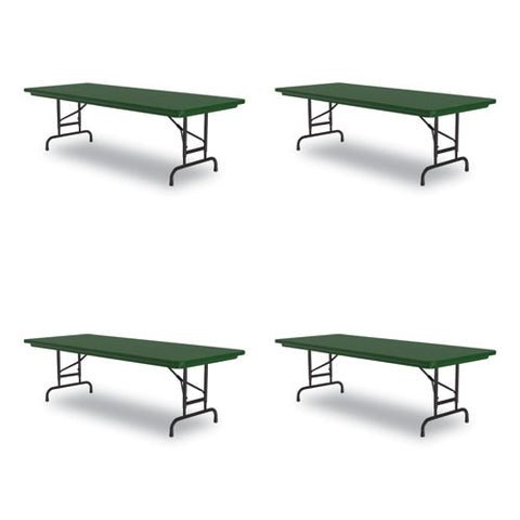 Adjustable Folding Tables, Rectangular, 60" X 30" X 22" To 32", Green Top, Black Legs, 4/pallet