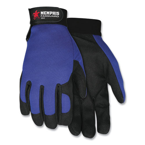 Clarino Synthetic Leather Palm Mechanics Gloves, Blue/black, X-large