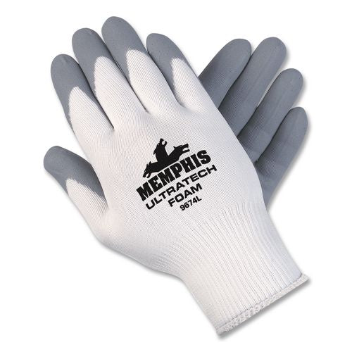 Safety Ultra Tech Foam Nitrile Gloves, X-large, White/gray, Pair