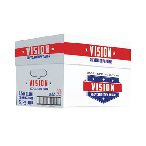 Recycled Copy Paper, 92 Bright, 20 Lb Bond Weight, 8.5 X 11, White, 500 Sheets/ream, 10 Reams/carton